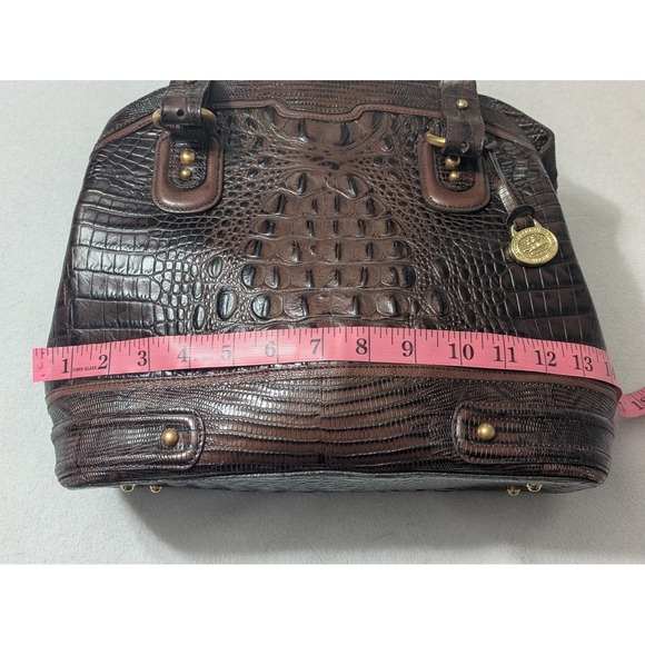 BRAHMIN Purse Tri-Textured Honeycomb Croc Embossed Leather VTG Shoulder Handbag - Picture 11 of 13